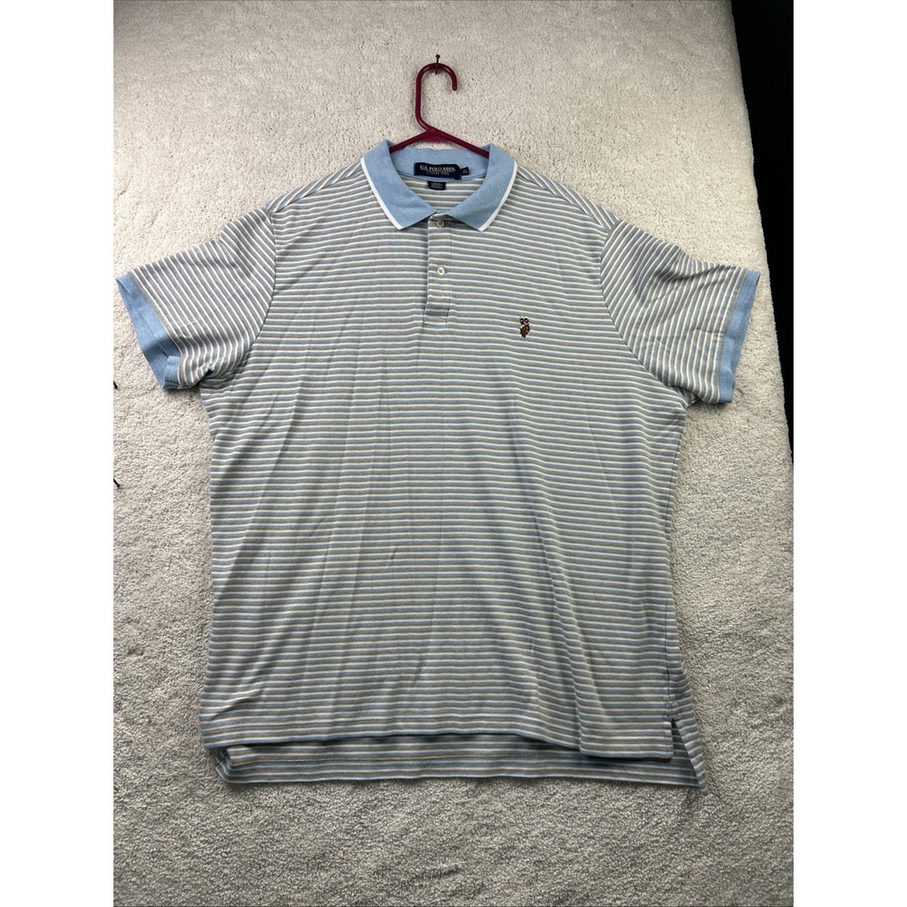 US Polo Assn. Men's Luxury Feel Polo Shirt 85% Cotton Size 2XL Striped Preppy